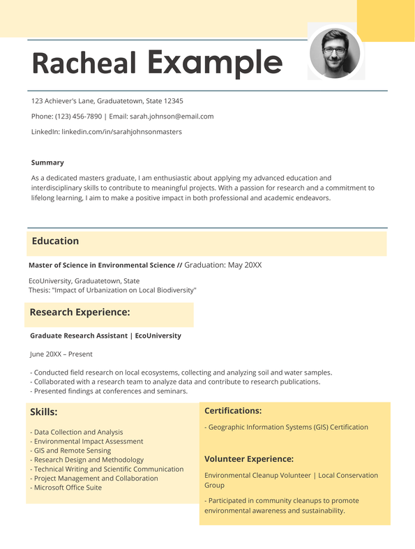 masters cv template