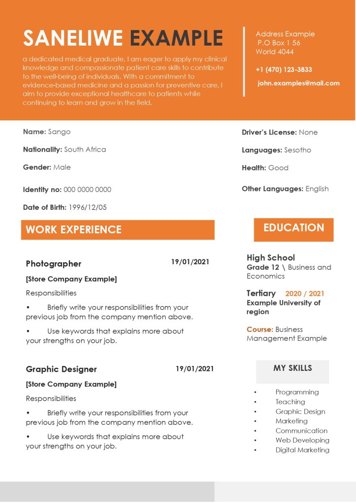 basic cv template