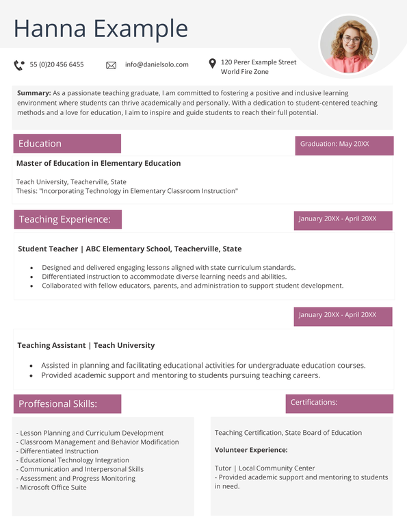 teaching cv template